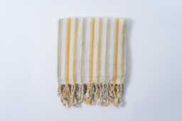 Lightweight Blue Stripe Bathwel, Minimal Linen & Cotton Beach Towel, Boho Table Cloth, Versatile Throw Gift For Newlywed - thumbnail 1