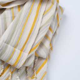 Lightweight Blue Stripe Bathwel, Minimal Linen & Cotton Beach Towel, Boho Table Cloth, Versatile Throw Gift For Newlywed - thumbnail 3