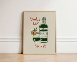 That's The Spirit Print, Bar Poster, Kitchen Wall Decor, Wall, Gallery Quirky Unframed - thumbnail 1