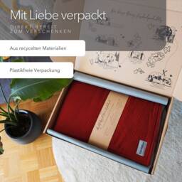 Cozy Blanket With Sleeves - Wine Red/steel Grey - Designed For Those Who Are Always Cold Xl Size Freedom Of Movement Made in Germany 100% Vegan - thumbnail 4