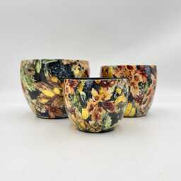 Handmade Floral Metal Plant Pot Berry Blue Lammie Design, D15cm-D33cm - thumbnail 2