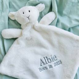 Personalised Baby Lamb Comforter - Embroidered Gift - thumbnail 1