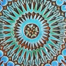 9 Moroccan Ceramic Circle Wall Art Tiles Turquoise Garden Decor - thumbnail 2