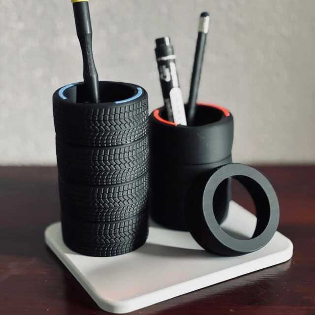 Racing Tyre Desk Organiser - Motorsport-Inspired Pen Holder - image 1