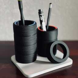 Racing Tyre Desk Organiser - Motorsport-Inspired Pen Holder - thumbnail 1