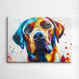 Colorful Labrador Retriever Dog Pet Abstract Modern Oil Painting Wall Art, Framed Canvas Poster Print, Home Kitchen Office Room Decor, Gifts - thumbnail 3