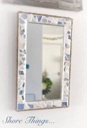 "Sea Pottery Mirror, Nautical Beach Home Decor, Isle Of Wight Made - 15""x9" - thumbnail 1