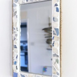 "Sea Pottery Mirror, Nautical Beach Home Decor, Isle Of Wight Made - 15""x9" - thumbnail 2