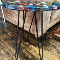Handmade Resin Coffee Table With Toy Bricks & Wrought Iron Legs - thumbnail 4