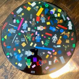 Handmade Resin Coffee Table With Toy Bricks & Wrought Iron Legs - thumbnail 2