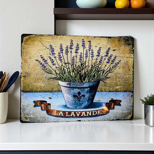 Rustic Metal Lavender Sign - Farmhouse Wall Hanging Decor Garden Art Plaque Gift - image 1