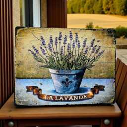 Rustic Metal Lavender Sign - Farmhouse Wall Hanging Decor Garden Art Plaque Gift - thumbnail 3