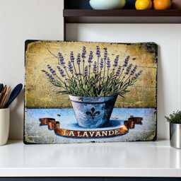 Rustic Metal Lavender Sign - Farmhouse Wall Hanging Decor Garden Art Plaque Gift - thumbnail 1