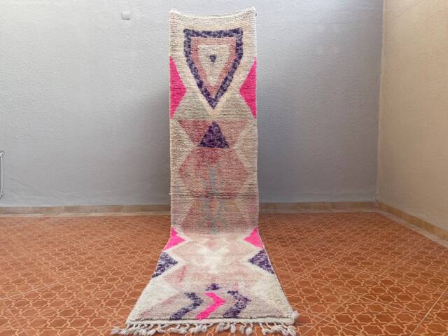 Moroccan Wool Runner Rug Tribal Design, 2.5 X 10.5 Ft - image 1