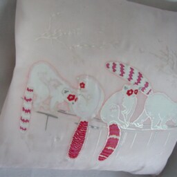 Hand-Painted Lemur Silk Cushion Cover Kids Nursery Decor - thumbnail 3