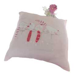 Silk Cushion Cover. Handpainted. Pink & White. Kids Nursery Decor. Gift For Her - thumbnail 4