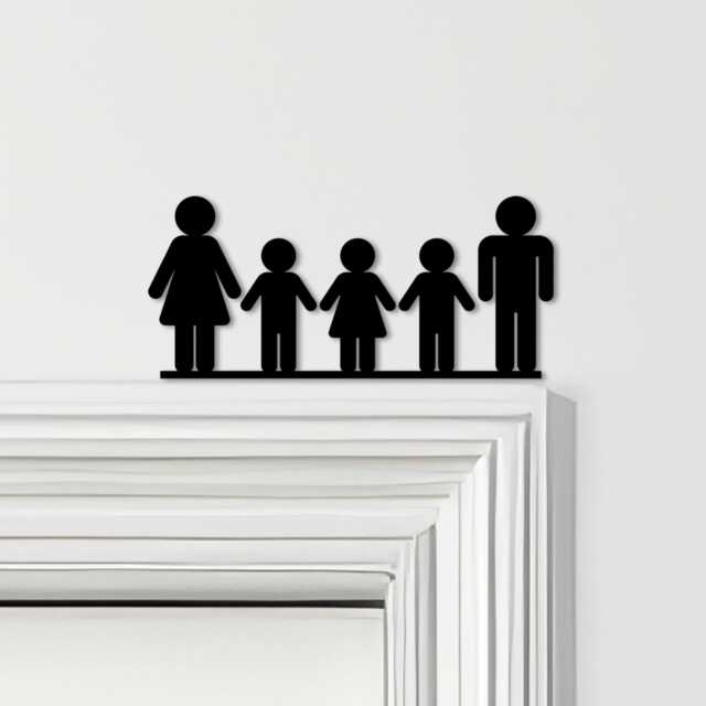Door Topper Family Of 4, 2 Boys 1 Girl Various Colours Decorative Sign - Sign, Novelty Wall Decor, Frame Art, Art - image 1