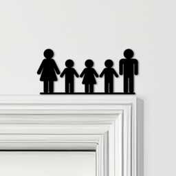 Door Topper Family Of 4, 2 Boys 1 Girl Various Colours Decorative Sign - Sign, Novelty Wall Decor, Frame Art, Art - thumbnail 1