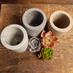 Concrete Mini Pots For Succulents - Set Of Three Small Planters - thumbnail 2