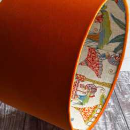 Cheeky Monkey Double Sided Lampshade, Pattern Fabric Orange Velvet Lampshade , Large Ceiling Kids - thumbnail 2