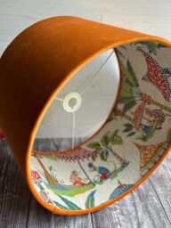 Cheeky Monkey Double Sided Lampshade, Pattern Fabric Orange Velvet Lampshade , Large Ceiling Kids