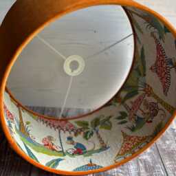 Cheeky Monkey Lampshade, Orange Velvet, Kids Room Decor, Handmade - thumbnail 4
