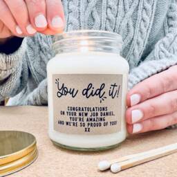 You Did It, Personalised Congratulations Candle Gift, New Job, Passed Exams, Promotion, Divorce Proud Of You, Well Done - thumbnail 2