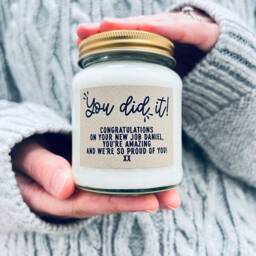 You Did It, Personalised Congratulations Candle Gift, New Job, Passed Exams, Promotion, Divorce Proud Of You, Well Done - thumbnail 1