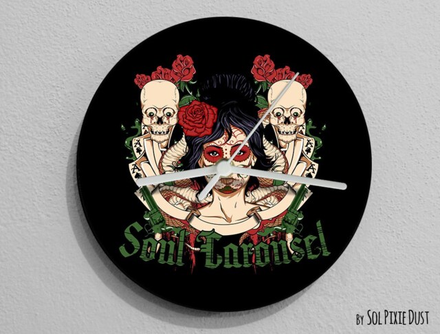Soul Sugar Skull - Day Of The Dead -Dia De Los Muertos Wall Clock - image 1