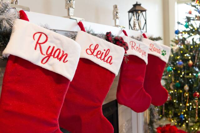 Personalized Traditional Family Christmas Stockings, Embroidered Names - image 1