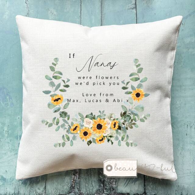 Personalised If Grandmas Mums Nannas Aunties Moms Mams Nanny Granny Were Flowers Blue Pink Floral Design Home Linen Style Cushion Cover - image 1