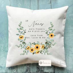 Personalised If Grandmas Mums Nannas Aunties Moms Mams Nanny Granny Were Flowers Blue Pink Floral Design Home Linen Style Cushion Cover - thumbnail 1