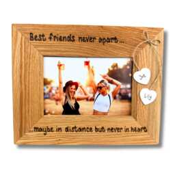 "Best Friends Never Apart Photo Frame - Personalised Solid Oak Wood Picture 6x4"" Or 7x5" - thumbnail 2
