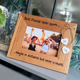 "Best Friends Never Apart Photo Frame - Personalised Solid Oak Wood Picture 6x4"" Or 7x5" - thumbnail 1