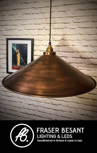 Aged Copper Pendant Light Set 500mm Wide Shade Handmade in Bristol - image 1