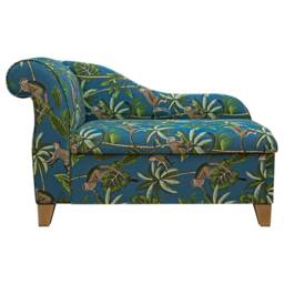 Teal Monkey Storage Chaise Longue - Tropical Jungle Indoor Ottoman Lounger Handmade in Britain - thumbnail 3