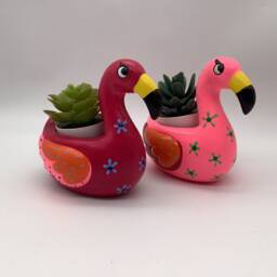 Pink Flamingo Succulent Planter Berry & Baby Decor - thumbnail 2