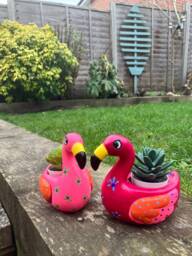 Pink Flamingo Succulent Planter Berry & Baby Decor - thumbnail 1