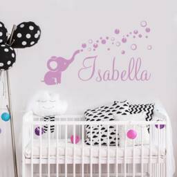 Elephant Decals Personalized Name Wall Decal Baby Girl Nursery Decor Children Custom Sticker - thumbnail 3