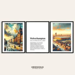 Wolverhampton Poster Prints - Set Of 3 Posters - Watercolour Wall Art Decor Travel Wolves UK Artwork Gift Painting - thumbnail 2