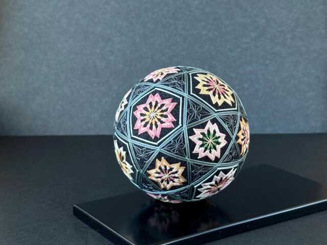 Japanese Temari Ball For Home Decor Sakura & Asanoha, Silk Embroidery - image 1