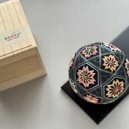 Japanese Temari Ball For Home Decor Sakura & Asanoha, Silk Embroidery - thumbnail 4