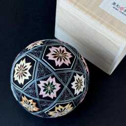 Japanese Temari Ball For Home Decor Sakura & Asanoha, Silk Embroidery - thumbnail 3