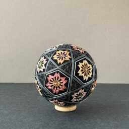 Japanese Temari Ball For Home Decor Sakura & Asanoha, Silk Embroidery - thumbnail 2