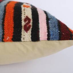 Kilim Lumbar Pillow Cover 12x24 Turkish Woven Cushion - thumbnail 4