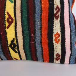 Kilim Lumbar Pillow Cover 12x24 Turkish Woven Cushion - thumbnail 2