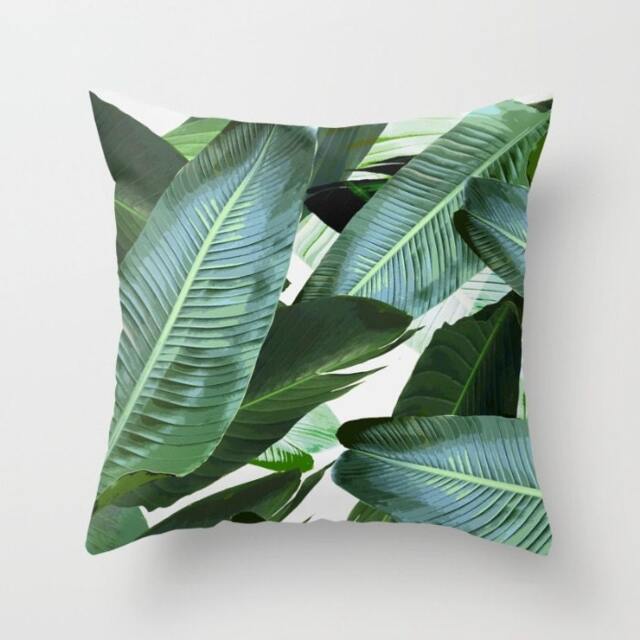 Banana Leaf Pillow, Banana Palm Cushion, Throw Pillows 16x 16, 18x18 Or 22x22 Inches, Velvet Cotton, Original Design, Tropical - image 1