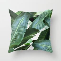 Banana Leaf Pillow, Banana Palm Cushion, Throw Pillows 16x 16, 18x18 Or 22x22 Inches, Velvet Cotton, Original Design, Tropical - thumbnail 1