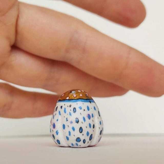 Handmade Polymer Clay Miniature Figurine Abstract Spotted Ornament - image 1