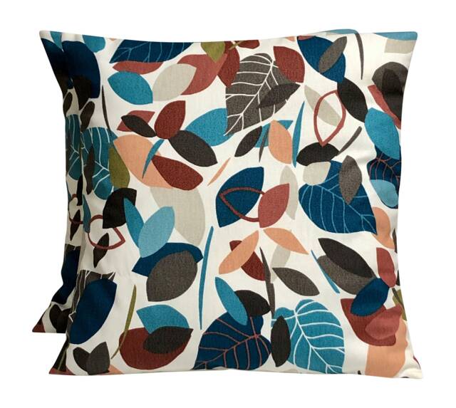 "2 X Iliv Botaniska Teal Blue Brown White Cushion Covers 16"" 18" - image 1